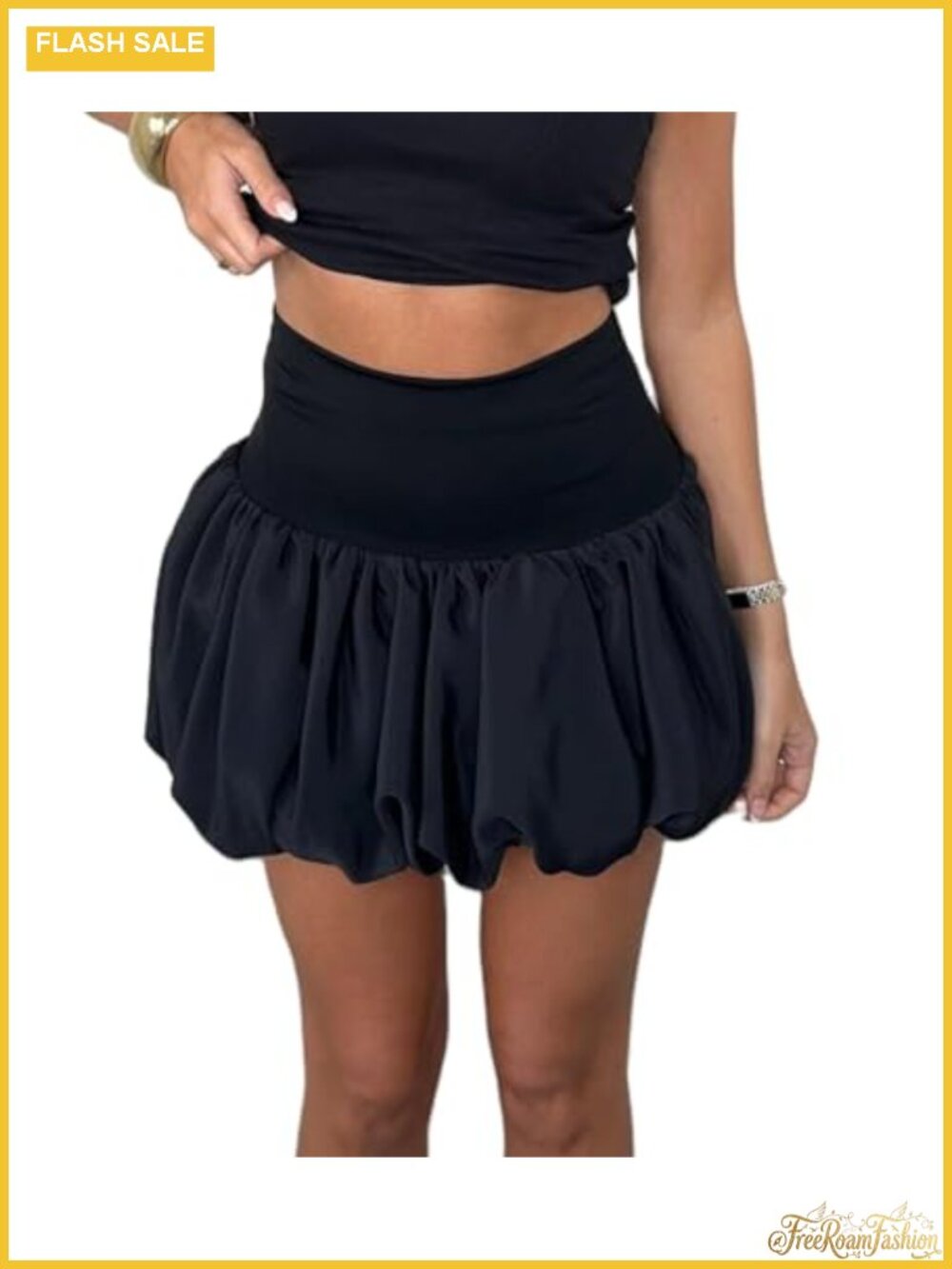 Y2k Bubble Mini Skirt High Waist Ruffle Flared Skater